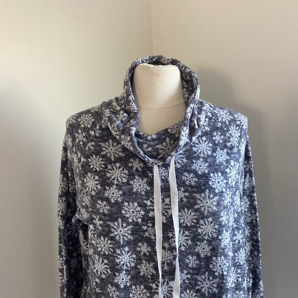 CAROLE HOCHMAN Fleece Pullover Womens Sz Medium Grey White Snowflake Holiday - Picture 3 of 7